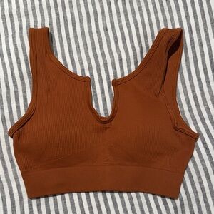 Seamless Ribbed Tan Sports Bra